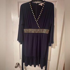 Michael Kors Navy Top with Gold Studs